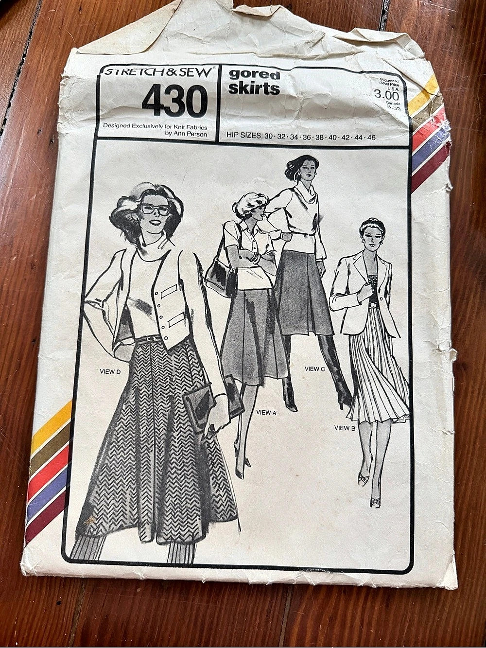 Uncut Stretch & Sew Gored Skirts Pattern 430 Sewing Envelope